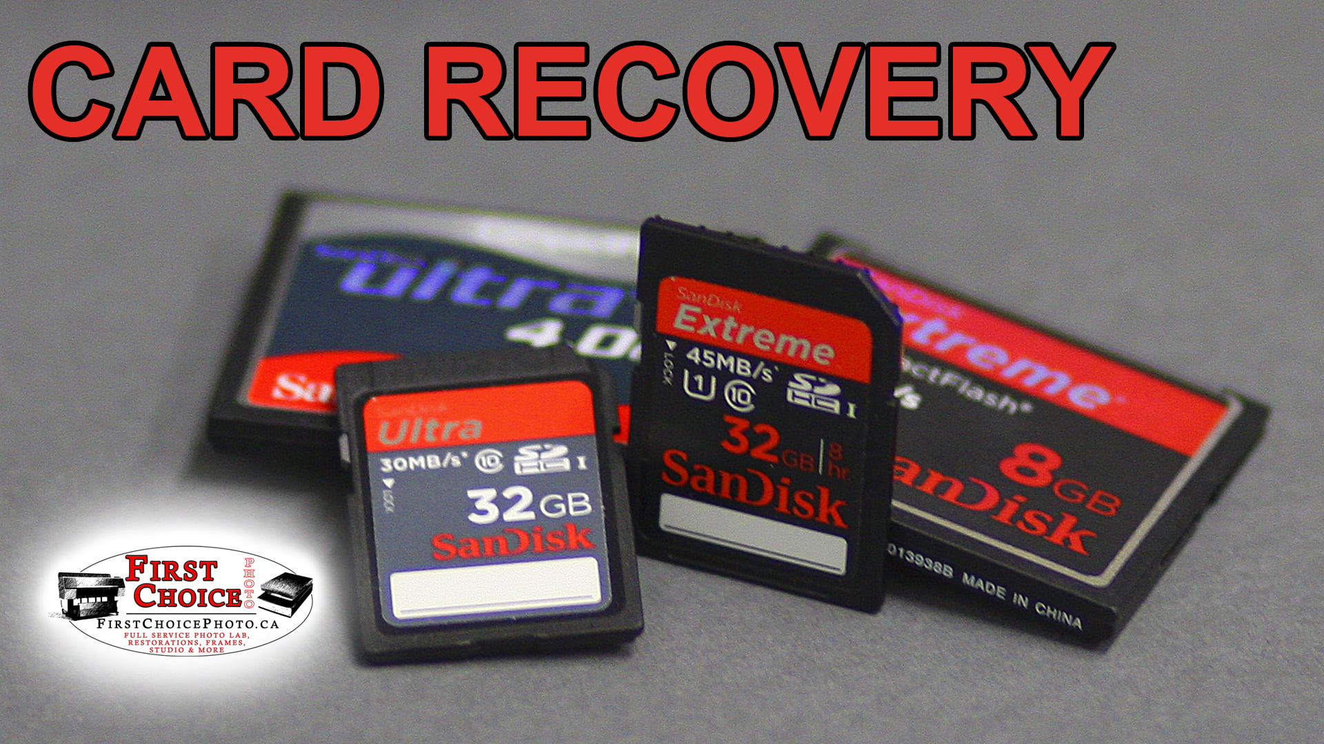 Digital camera cards showing how to recover lost camera files in Lethbridge