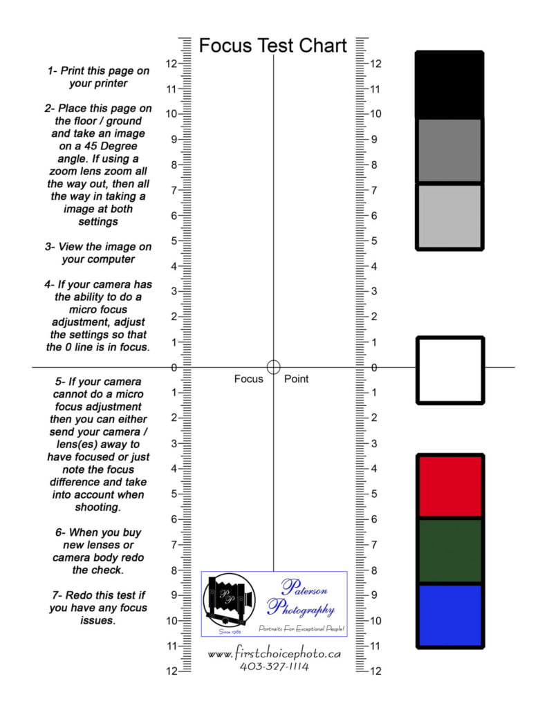 Printable Focus Test Chart