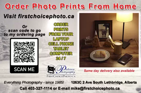 Lethbridge photography prints, prints from digital. order prints from home, same day delivery, Same day photo prints, photo posters, order prints online