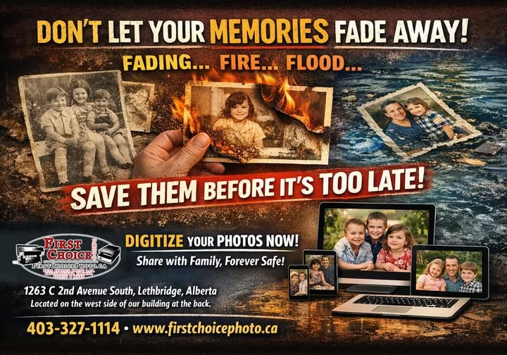 Photo restorations Lethbridge, Restore old photos damaged by fire, fading and floods